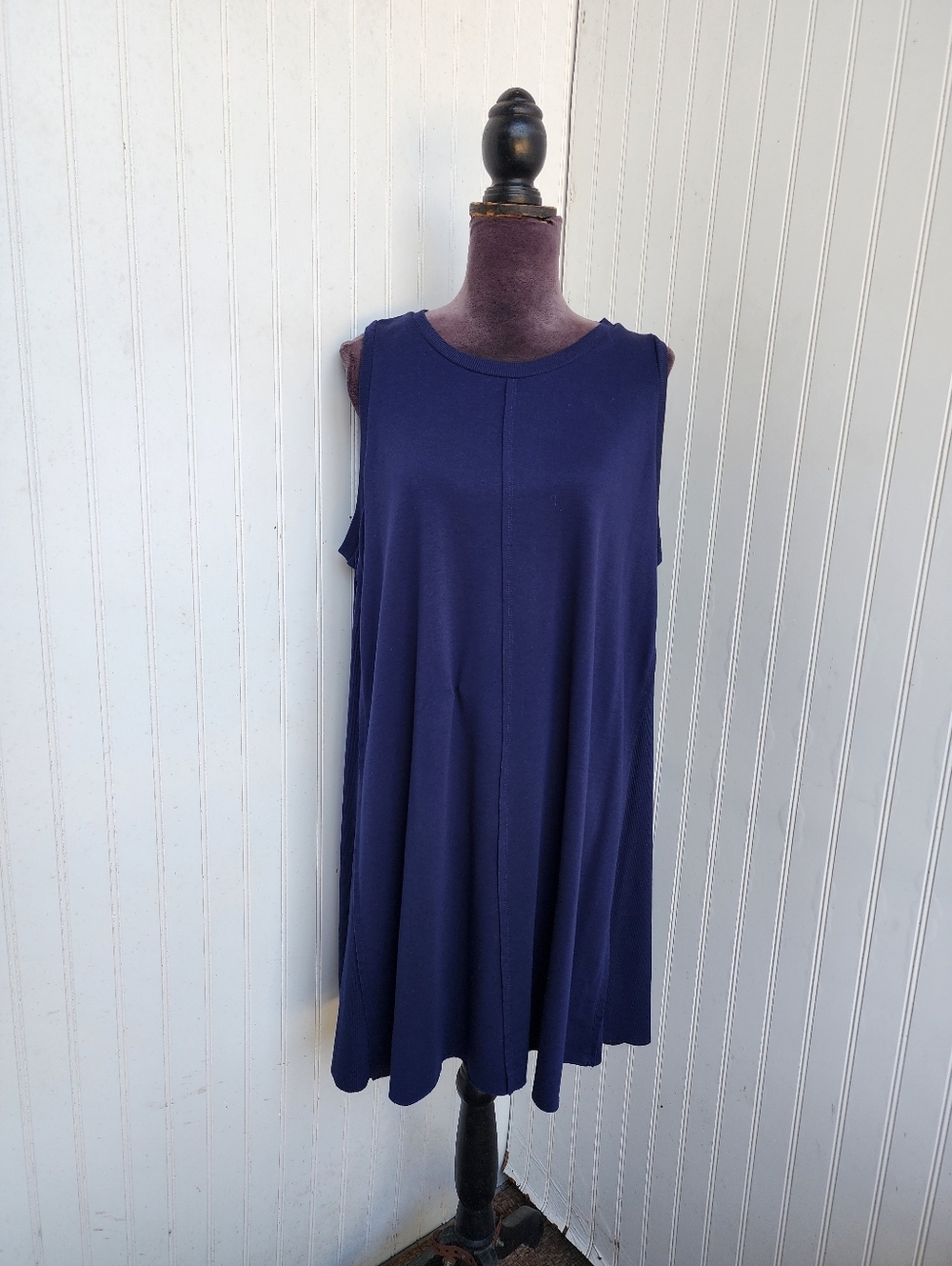 Mud Pie Navy Blue Swing Dress Sleeveless Stretch Casual Comfort Sz XL